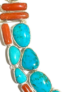 Turquoise Coral Sterling Silver Necklace