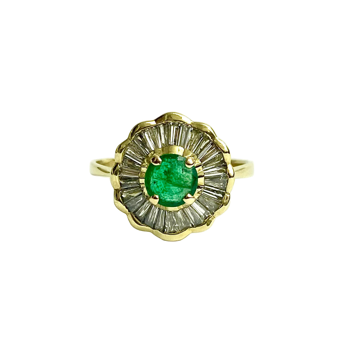 18ct Yellow Gold Emerald and Diamond Ring