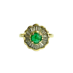 18ct Yellow Gold Emerald and Diamond Ring