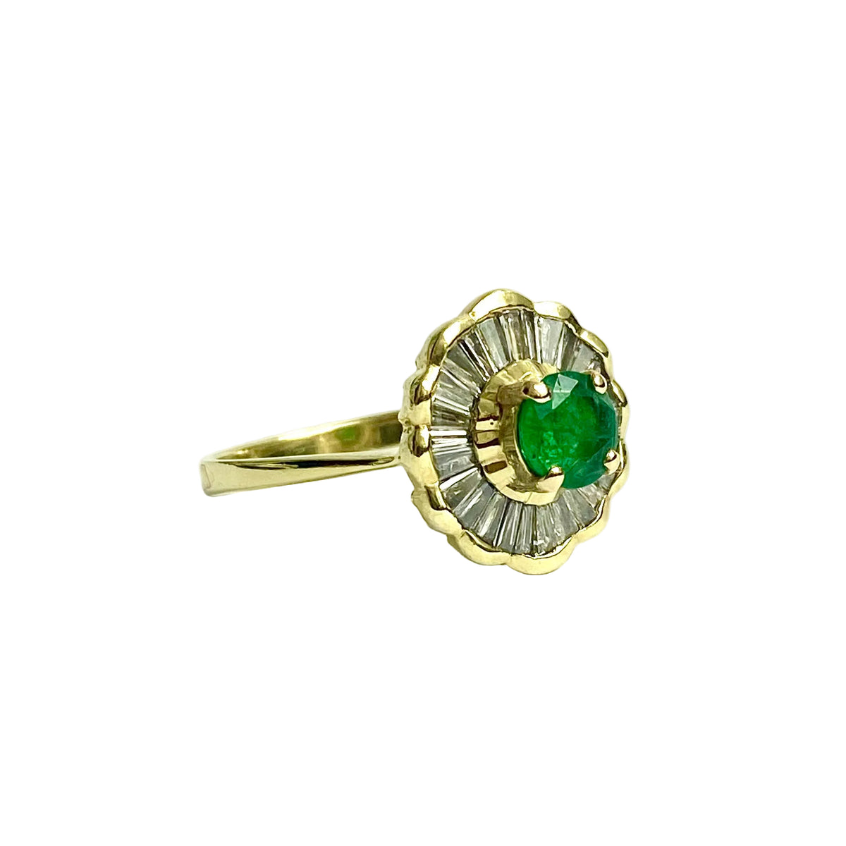 18ct Yellow Gold Emerald and Diamond Ring