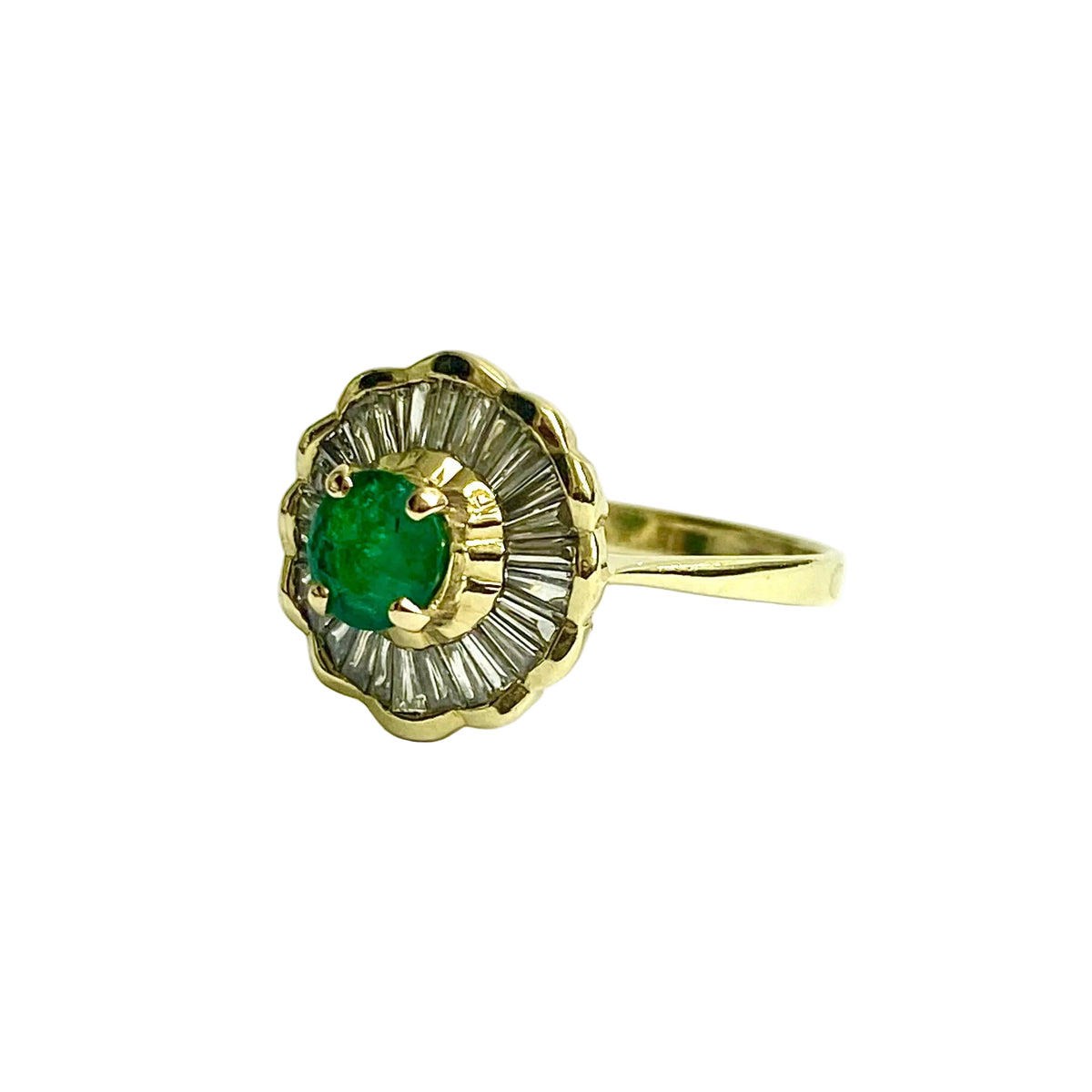 18ct Yellow Gold Emerald and Diamond Ring