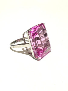 Pink Topaz Baguette 9ct White Gold Cocktail Ring