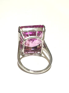 Pink Topaz Baguette 9ct White Gold Cocktail Ring