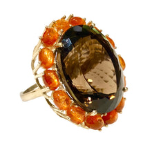 Sterling Silver Smokey Quartz and Orange Kyanite Cocktail Ring