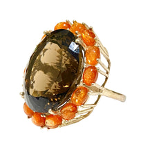 Sterling Silver Smokey Quartz and Orange Kyanite Cocktail Ring