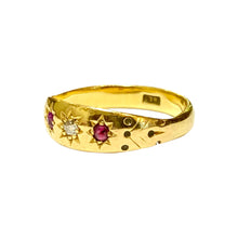 Antique 18ct Yellow Gold Ruby and Diamond Gypsy Ring