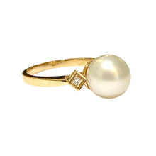 9ct Yellow Gold Pearl and Diamond Trilogy Ring