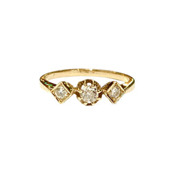9ct Rose Gold Old Cut Diamond Trilogy Ring