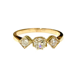 9ct Rose Gold Old Cut Diamond Trilogy Ring