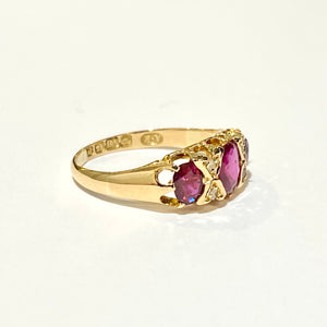 Antique 18ct Yellow Gold Ruby and Diamond Ring