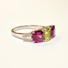 18ct White Gold Garnet and Diamond Trilogy Ring
