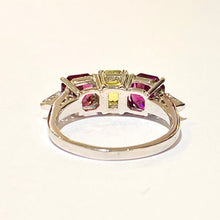 18ct White Gold Garnet and Diamond Trilogy Ring