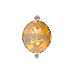 18ct White Gold 14.28ct Mexican Fire Opal and Diamond Ring