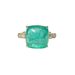 18ct White Gold Bullethead 10ct Emerald and Diamond Ring