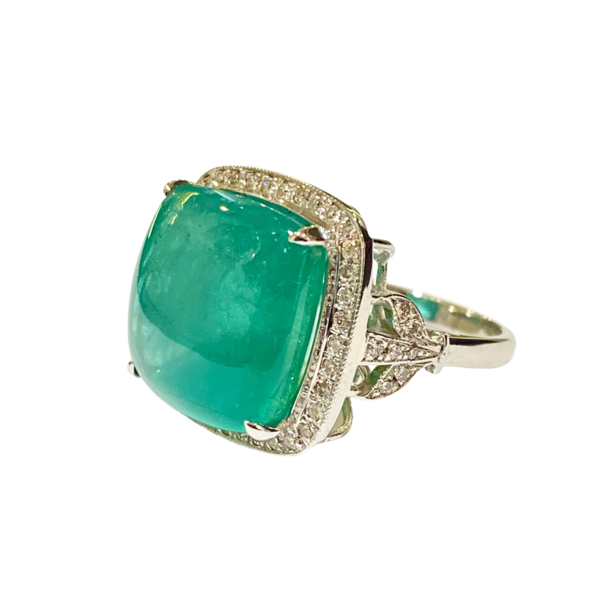 18ct White Gold Emerald and Diamond Ring