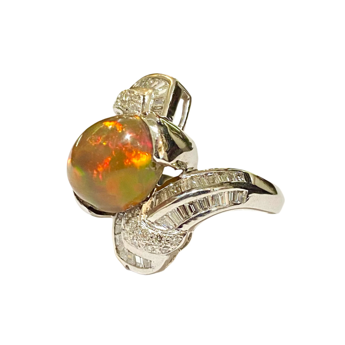 18ct White Gold 6.85ct Ethiopian Opal and Diamond Ring