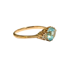 9ct Yellow Gold Diamond and Blue Zircon Ring