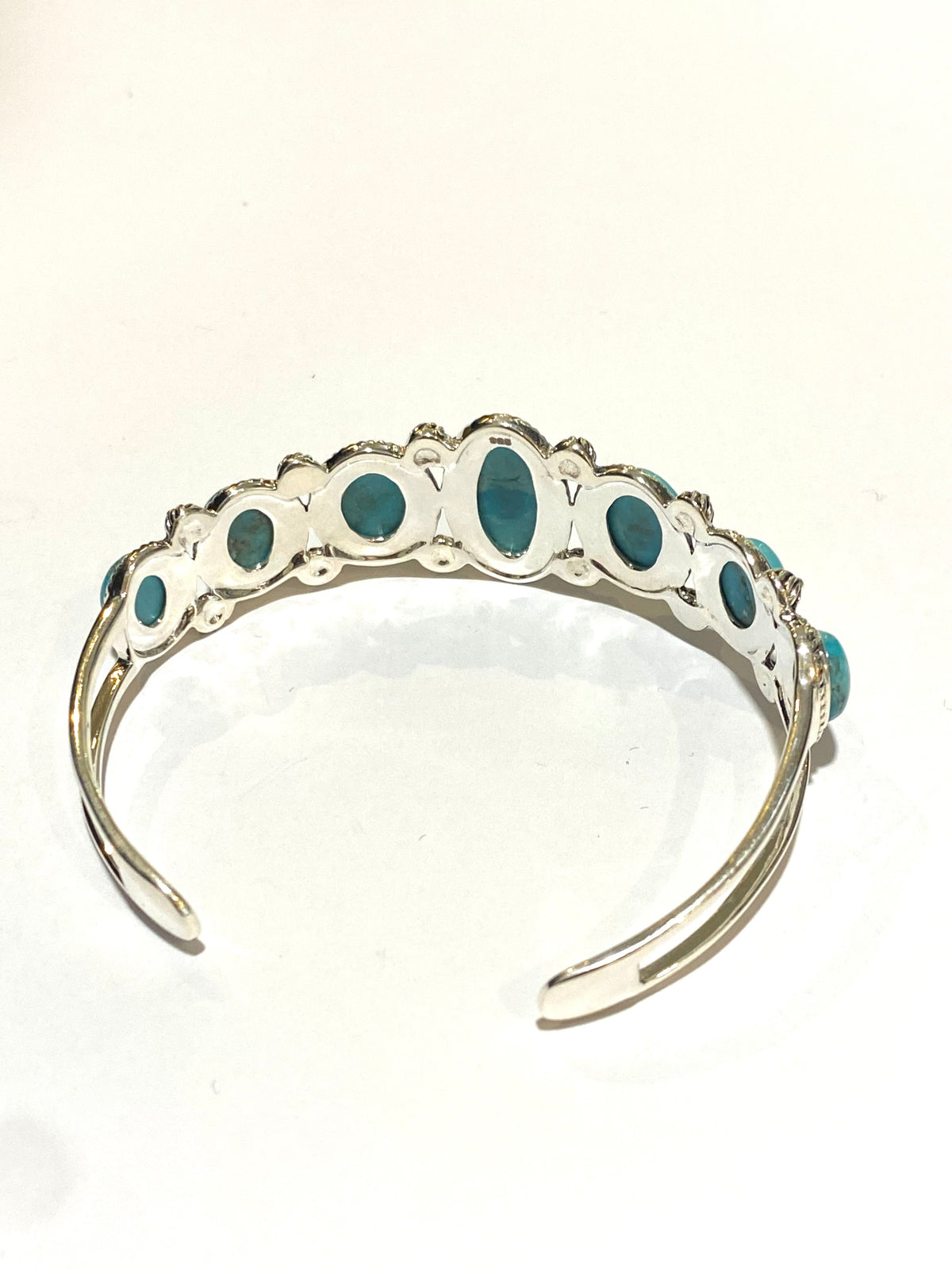 Sterling Silver Turquoise Cuff 7-Stone Statement Piece