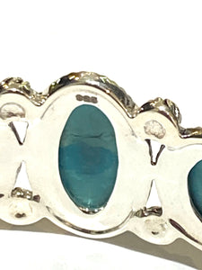 Sterling Silver Turquoise Cuff 7-Stone Statement Piece