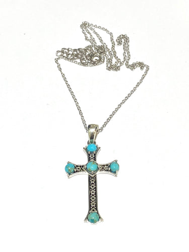Sterling Silver Turquoise Cross Pendant
