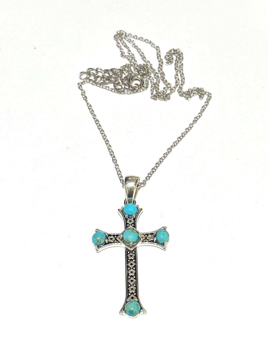 Sterling Silver Turquoise Cross Pendant