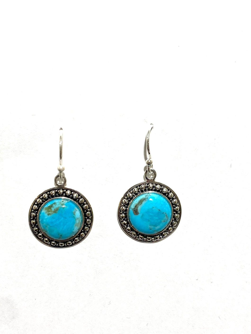 Sterling Silver Round Turquoise Earrings