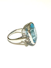 9ct White Gold Faceted Blue Topaz Ring