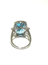 9ct White Gold Faceted Blue Topaz Ring