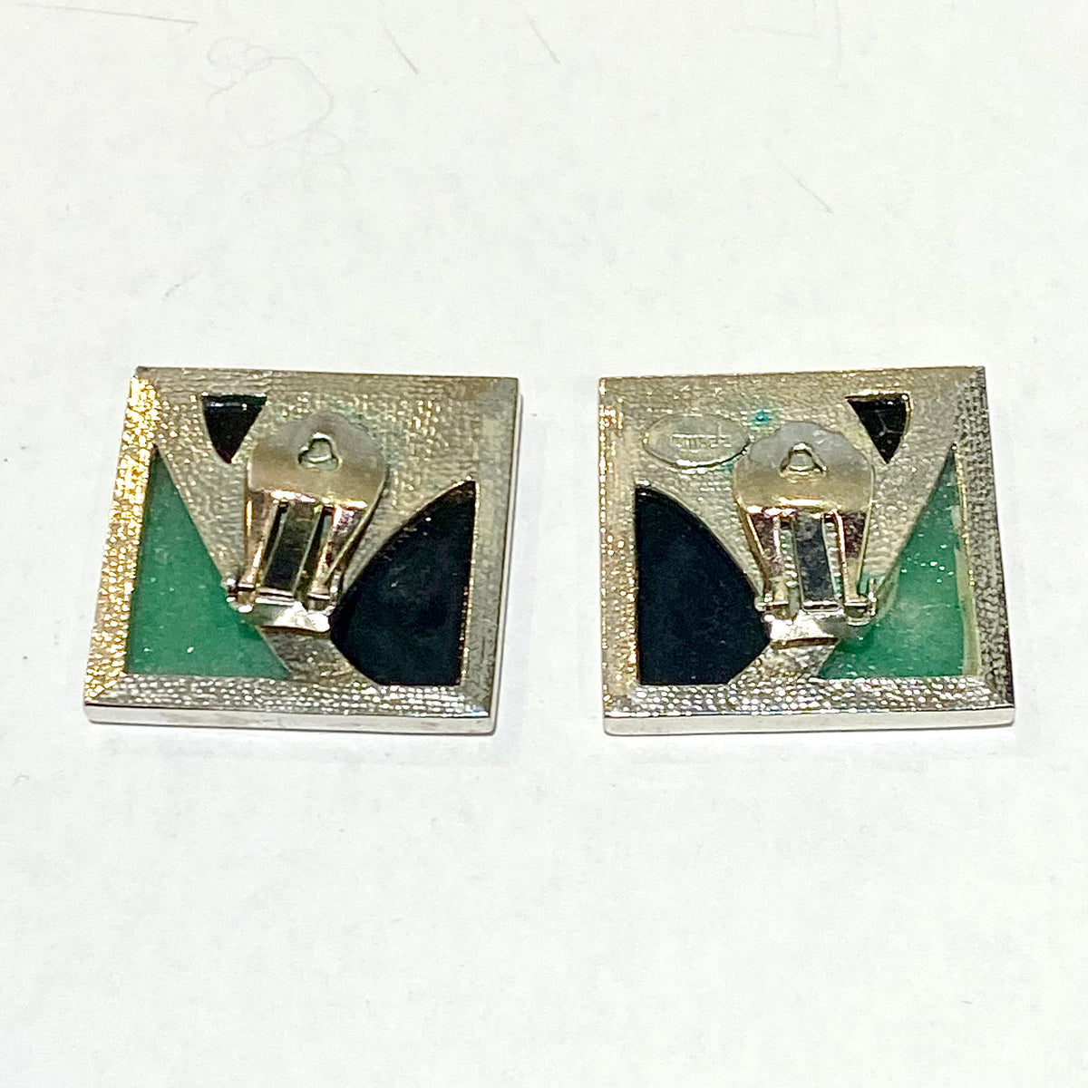 Sterling Silver Enamel Clip On Earrings