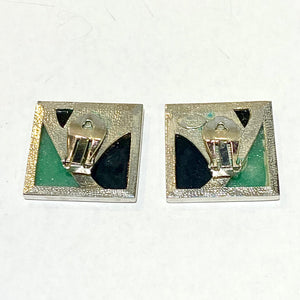 Sterling Silver Enamel Clip On Earrings