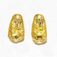 Gold Plated Green Glass Wrinkle Clip On Earrings