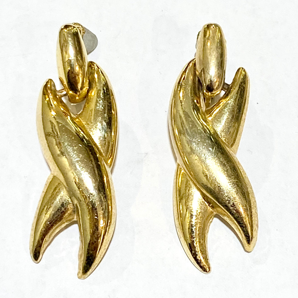 Gold Plated Criss Cross Screw On Earrings