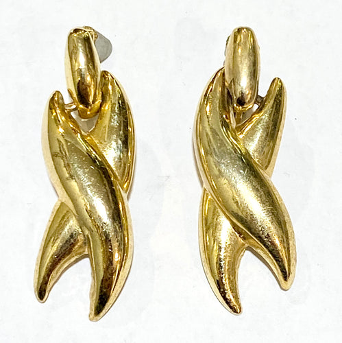Gold Plated Criss Cross Screw On Earrings