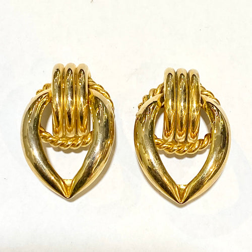 Gold Plated Elaborate Twist Clip On Earrings