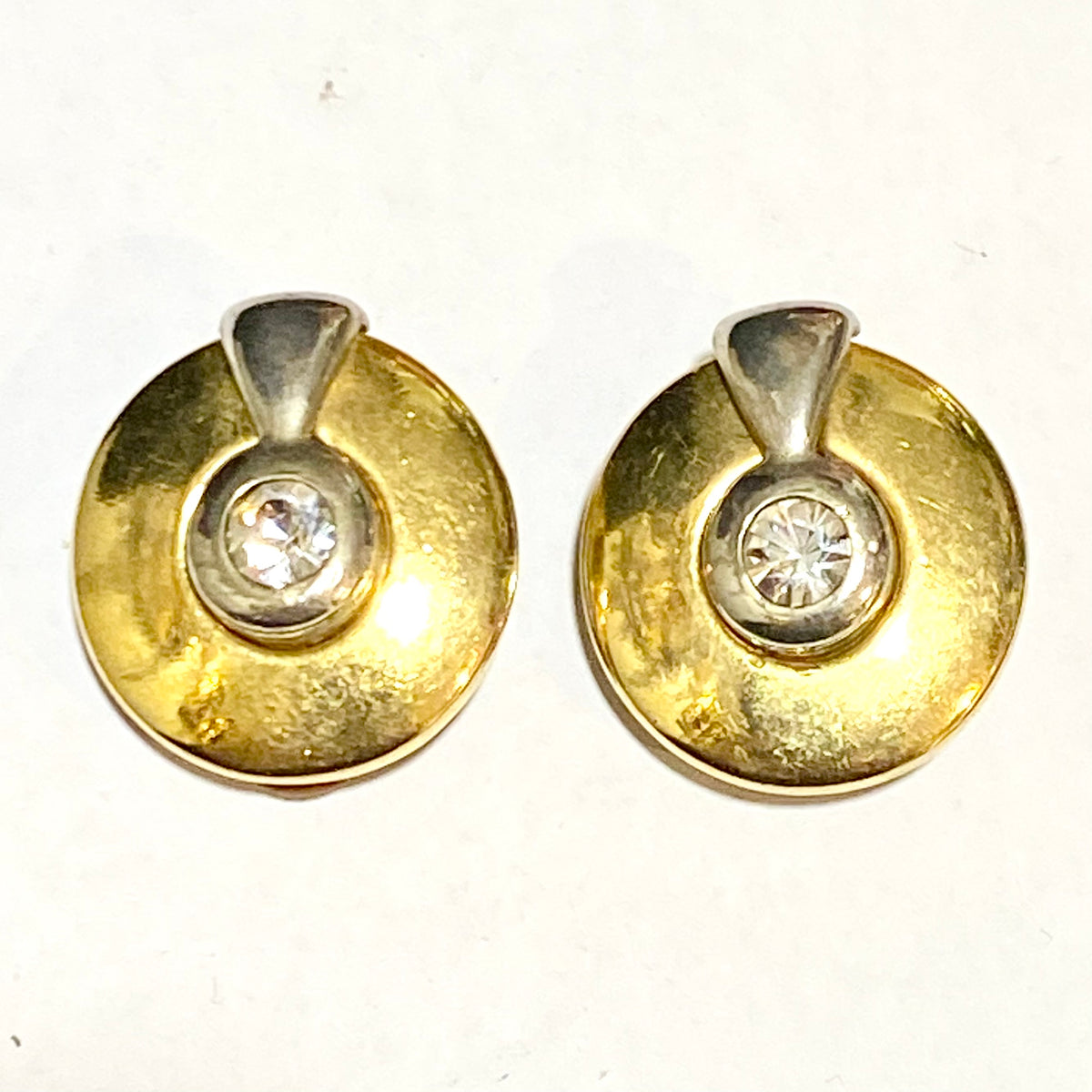 Gold Plated Crystal Mixed-Metal Look Clip On Earrings