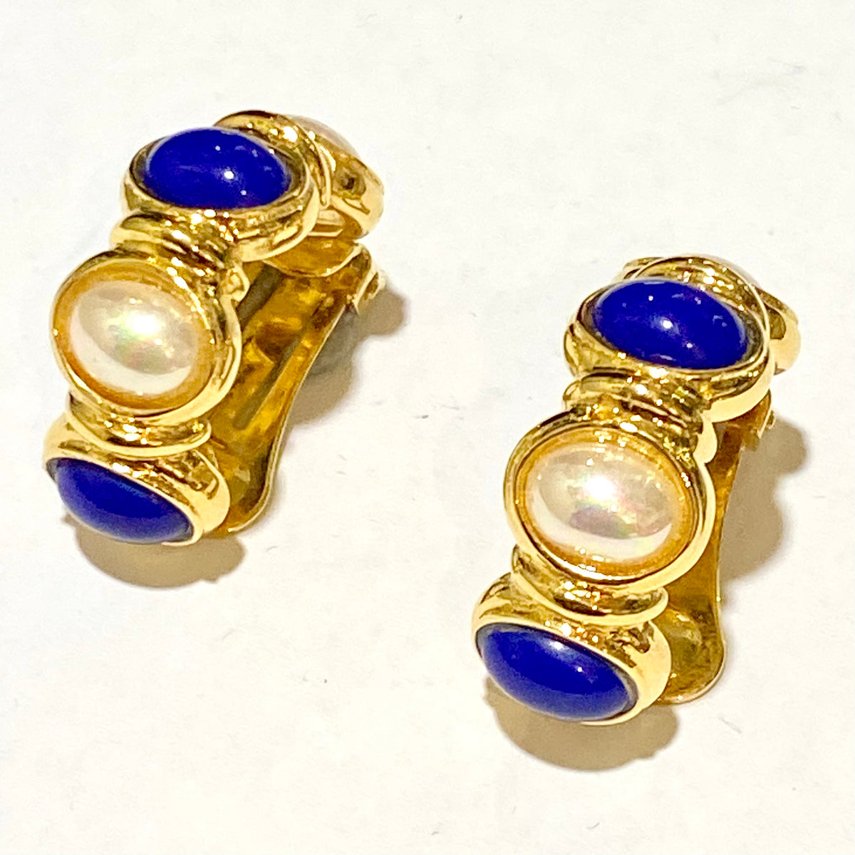 Gold Plated Faux Pearl and Glass ‘Bijoux Cascio’ Clip On Earrings