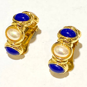Gold Plated Faux Pearl and Glass ‘Bijoux Cascio’ Clip On Earrings