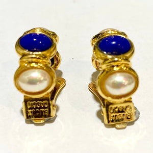 Gold Plated Faux Pearl and Glass ‘Bijoux Cascio’ Clip On Earrings