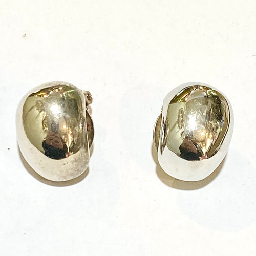 Costume Silver Oval Clip On Earrings