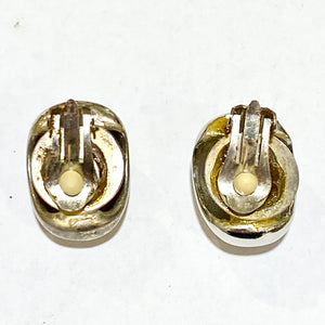 Costume Silver Oval Clip On Earrings