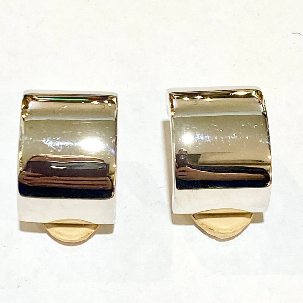 Costume Silver Rectangular Clip On Earrings