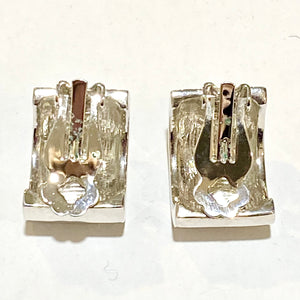 Costume Silver Rectangular Clip On Earrings