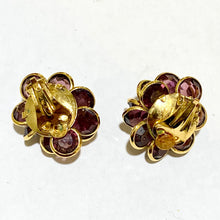 Gold Plated Maroon Crystal Beaded Clip On Earrings