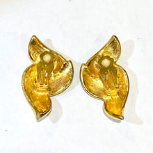 Vintage Cream and Black Enamel Clip On Earrings