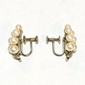 Vintage Cultured Pearl Screw On Earrings