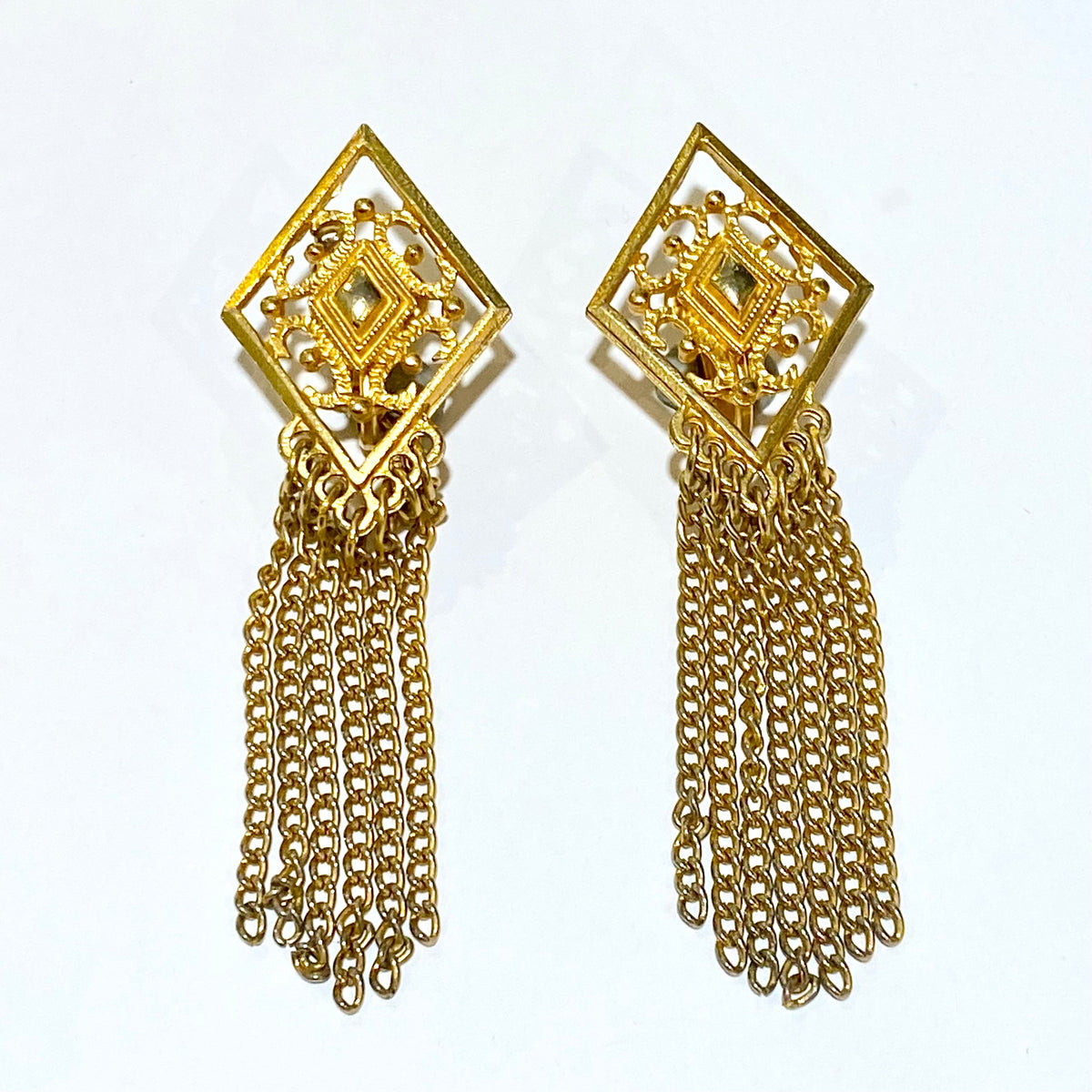 Chain Tassel Costume Clip On Earrings