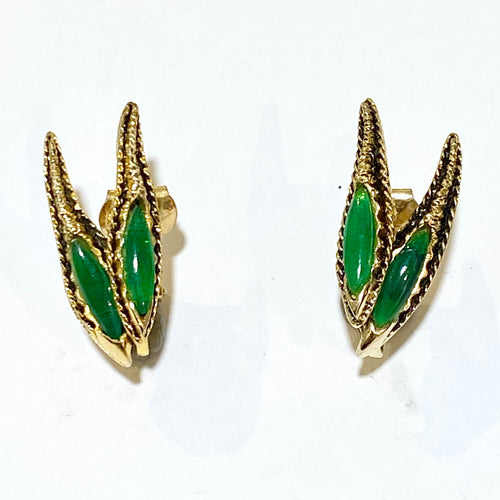 Costume Green Glass Clip On Earrings