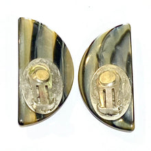 Vintage Resin and Crystal Semi-Circle Clip On Earrings