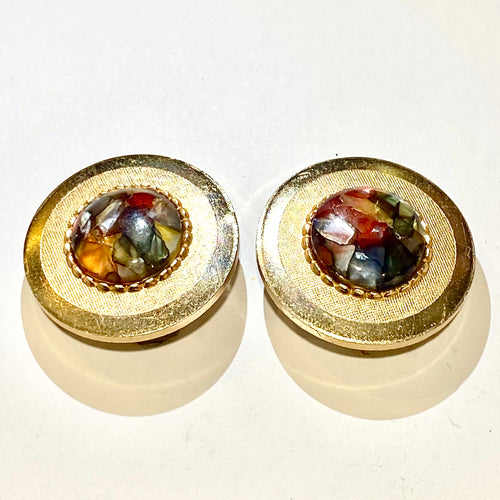 Vintage Multicoloured Glass Clip On Earrings