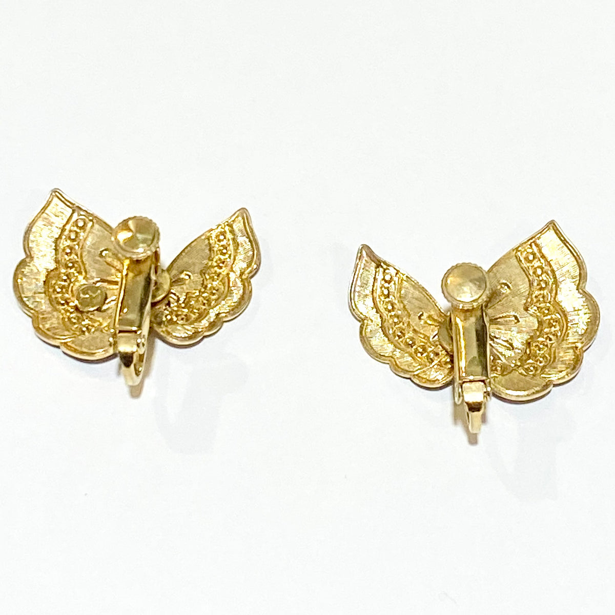 Black Enamel and Crystal Butterfly Clip On Earrings